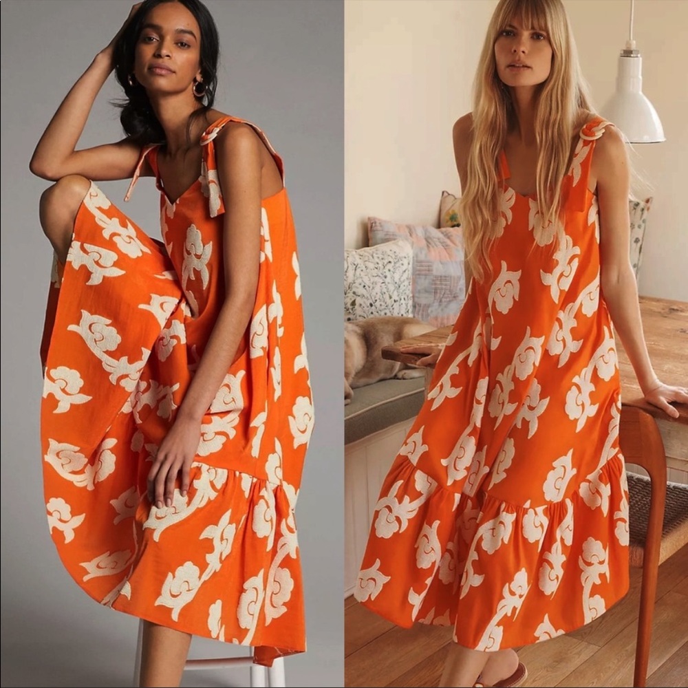 Anthropologie Phoebe Flounced Maxi Dress. Size S